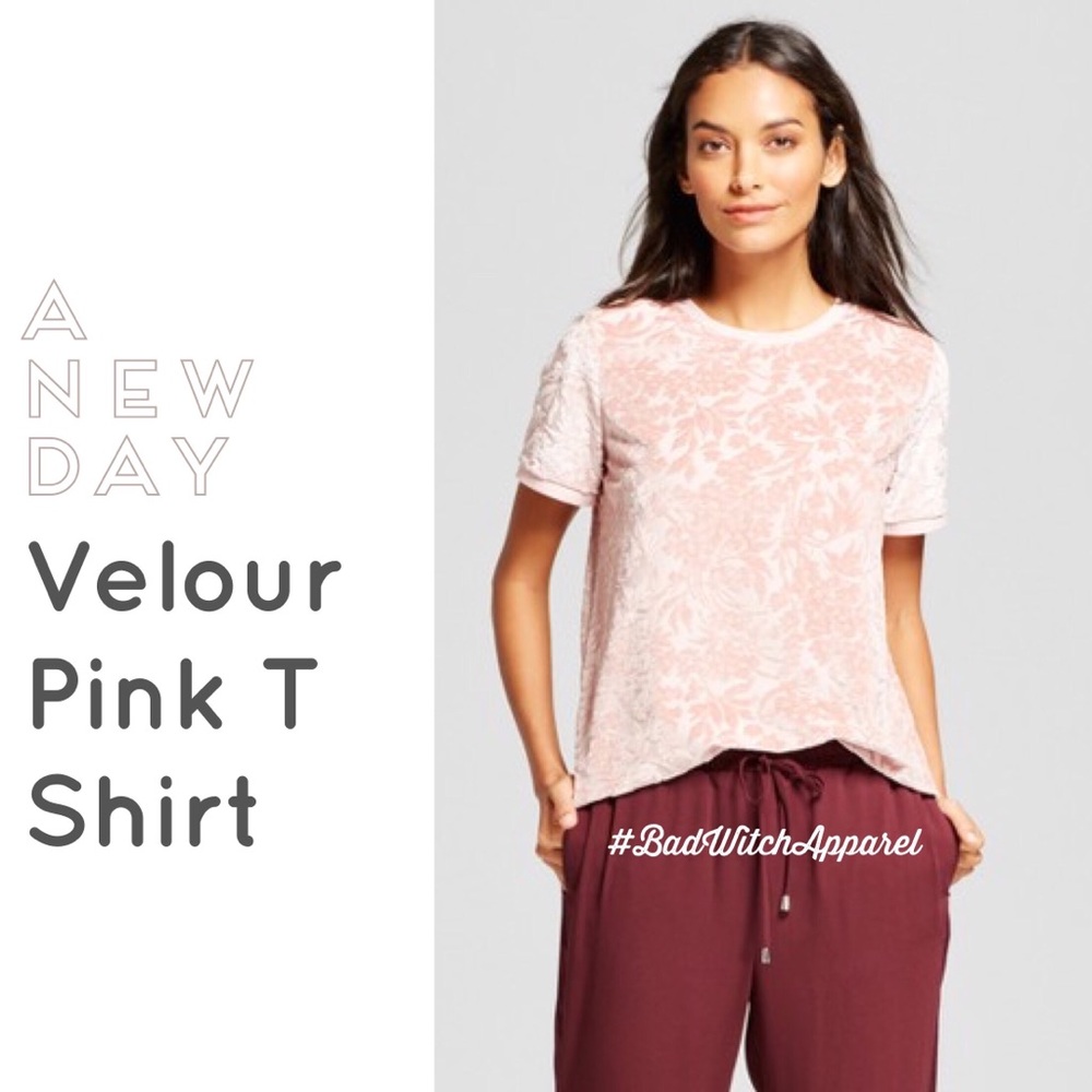 A New Day Velour Pink Velvet T Shirt